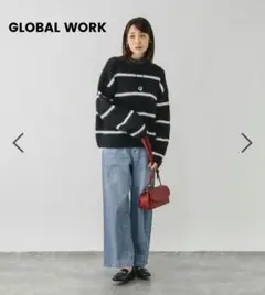 GLOBAL WORK ニット セーター モヘヤタッチボーダープルオーバー