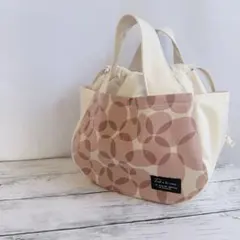 2wayポケットいっぱいトートバッグ　サークル柄　ショルダーベルト付き