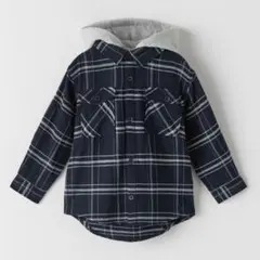 美品 ZARA チェックシャツ フード フーディ ドッキング フランネルシャツ