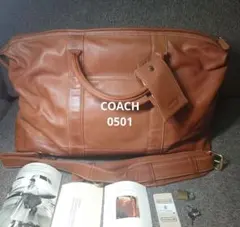 COACH ブラウン レザー ボストンバッグ 0501