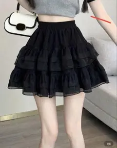 shein フリル　ミニスカート　ブラック