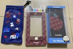 ☆新品未使用☆ファミリアiPhone5.5s携帯ケース＆保護シート 携帯袋