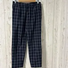 【Index】センタープレス テーパードパンツ ネイビー チェック柄 Mのサムネイル