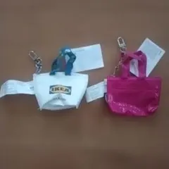 IKEA イケア クノーリグ キーリング ミニバッグ ホワイト&ピンク 2個