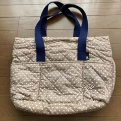 RT ベージュ水玉キルティングトートバッグ