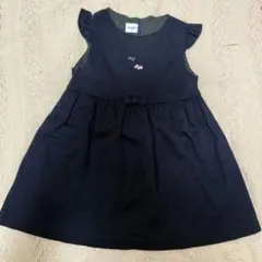 familiar ワンピース　ネイビー　90 犬とリボンの刺繍