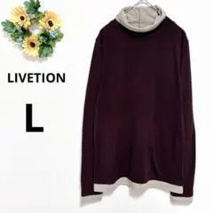 a3599 LIVETION レディース 重ね着風 タートル カットソー L