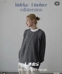 hideka × Linoluce ラグランボートネックニット