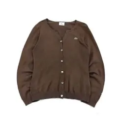 【レディース】LACOSTE カーディガン ロゴ刺繍 茶 40