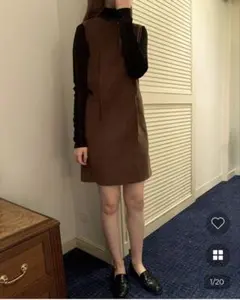 ブラウン コーデュロイ ノースリーブワンピース