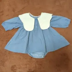 ブランシェス ロンパース・カバーオール 青色 フリル襟 80