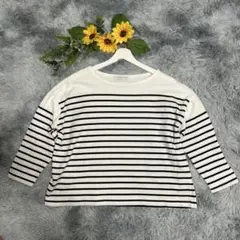 【A DAY IN THE LIFE】✨美品✨Tシャツ　ボーダー　七分丈　L
