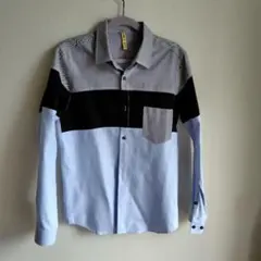カラーブロック長袖シャツ