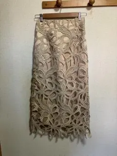 Noela ノエラ スカート オケージョン ロング レース リボン ベージュ