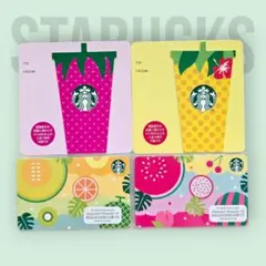 スターバックスカード　フルーツカード　ストロベリー　パイン　メロン　スイカ　4枚