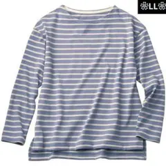 【新品】❀ボーダープルオーバー 　　 　LL　長袖 　ラベンダーボーダー❀