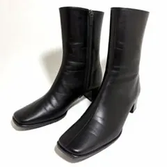 未使用級☆REGAL ショートブーツ レザー ブラック サイドジップ 23.5