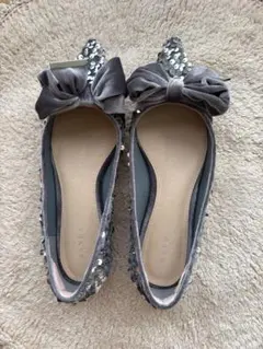 RANDA スパンコールリボン フラットシューズ 235