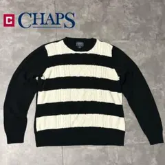 CHAPS CLASSICSブラックホワイトストライプ プルオーバー セーターのサムネイル