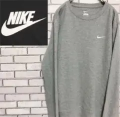 希少 ナイキ ☆ ワンポイント 刺繍ロゴ ライトグレー スウェット 90s