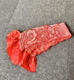 帯揚げ　女児　幼児　七五三 赤い花柄刺繍 帯揚げ