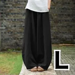 春　とろみ ワイドパンツ ゆるとろ 楽ちん ウエストゴム 無地 カジュアル