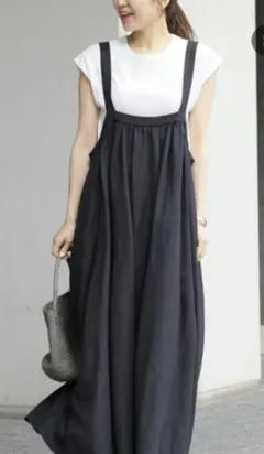美品 トゥデイフル TODAYFUL リネンワイドサロペット ブラック 36
