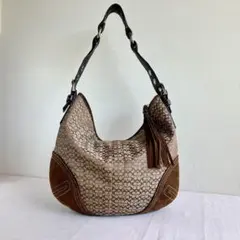 Coach Signature Hobo Shoulder Bag Suede