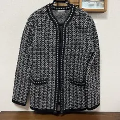 美品♪セオリーリュクス ツイード ニットジャケット ノーカラー カーディガン