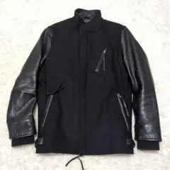 極美品　AKM　シングルライダースジャケット　レザー　ダイヤキルティング　黒 EMMETI & AKM】 世界最高峰の