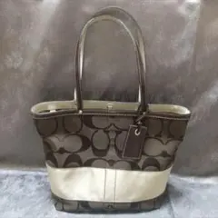 *COACH* コーチ トートバッグ シグネチャー キャンバス 茶 リバーシブル