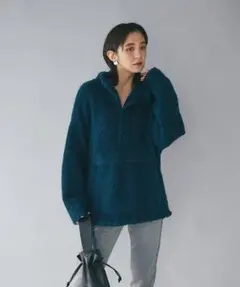 リヴドロワ MIXブークレアノラックニット オーバーサイズ ハーフジップ