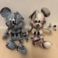 UNIQLO Disney ミッキー ぬいぐるみ 2体セット チェック柄　コラボのサムネイル