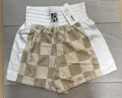 最終値下げ！未使用品JOY Rich ホワイト/ベージュチェック柄ショートパンツ