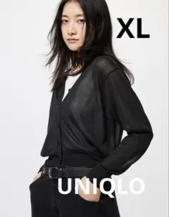 【タグ付き未使用品】UNIQLO ライトＶネックカーディガン　ブラック　XL