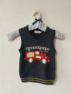 Cath Kids 消防車刺繍ベスト 3-4歳