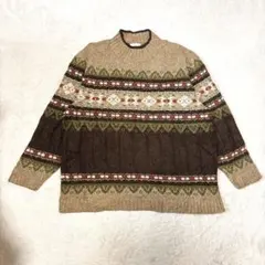 総柄ニット ノルディック柄 セーター ゆるだぼ オーバーサイズ フェアアイルのサムネイル