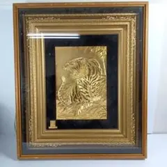 松庵 純金純銀鍍金 24KGP 額装品 寅 虎 トラ 縁起物 金属工芸 - メルカリ