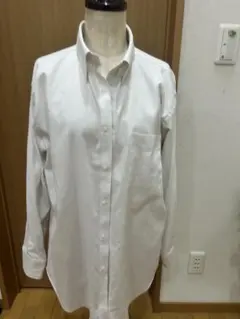 即購入可★メンズ　オーダーメイドシャツ 長袖　LL★白　形態安定ブラウス