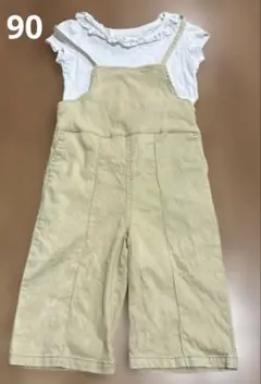 petit main オーバーオール 90 くすみイエロー