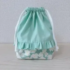 ハンドメイド　給食袋　コップ袋　ミントブルー
