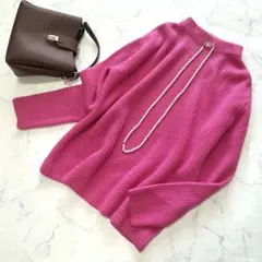 ドゥロワー Drawer カシミヤ アゼ ハイネックニット ピンクカラー❤︎