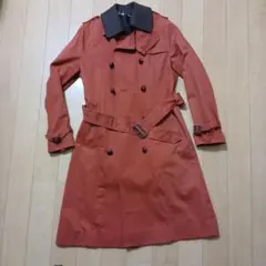 オレンジ トレンチコート ベルト付き