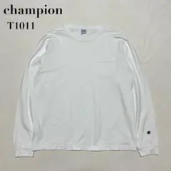 USA製 Champion T1011 ポケット長袖Tシャツ ホワイト L