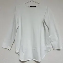 ルノンキュール　ラウンドヘムTシャツ　白　ホワイト　七分袖のサムネイル