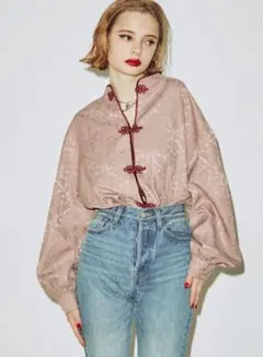 jouetie チャイナルーズシャツ ピンク