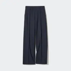 ユニクロ　ブラッシュドジャージーワイドパンツ（丈長め・ネイビー）