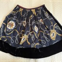 Lois Crayon フレアスカート コンパス柄 紺 Mサイズ