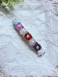 レジン　花モチーフヘアバレッタ