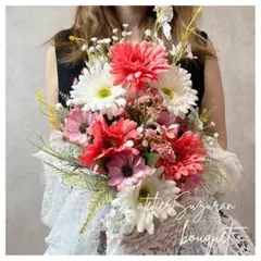 【週末限定SALE】ピンク×ホワイト ウェディングブーケ 前撮り 韓国 造花